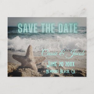 Modern Beach Scene Save the Date Postcard