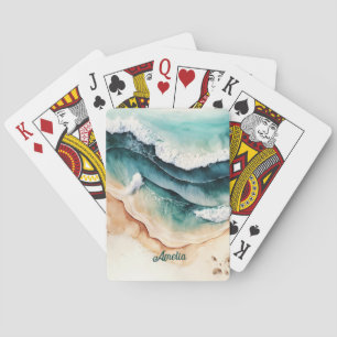Modern Beach Sea Waves Seaside Sand Poker Cards