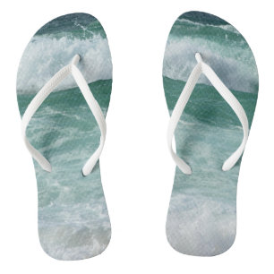 Modern Beach Sea Waves Seaside Template Adult Flip Flops