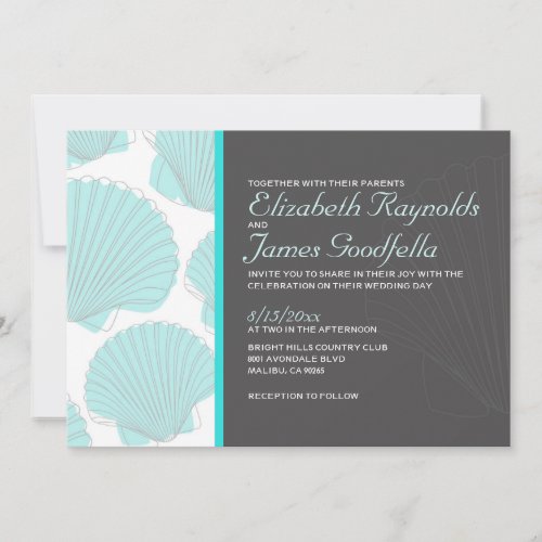 Modern Beach Seashells Destination Wedding Invites