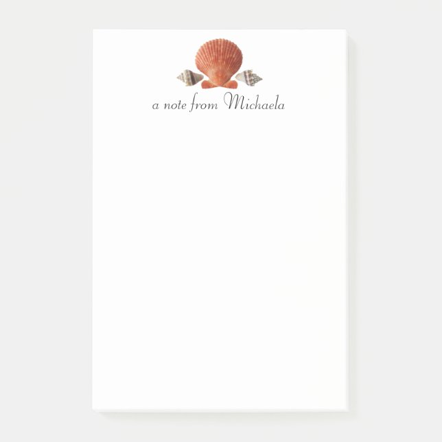 Modern Beach Seashells Personalized  Post-it Notes (Front)