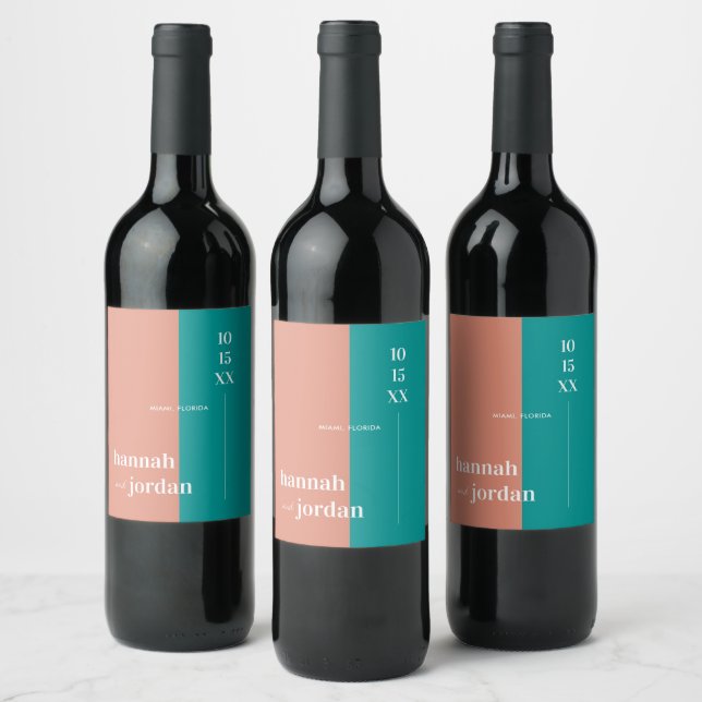 Modern Beach Seaside Dunes | Personalized Wedding Wine Label (Bottles)