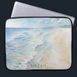 Modern Beach Shoreline Coastal Laptop Sleeve<br><div class="desc">This laptop sleeve simple design features a soft tide gently washing on a sand shore. Perfect for the beach lover. Personalize it with a name. Created by Simply Farmhouse Press.</div>