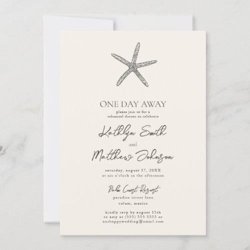 Modern Beach Starfish Ocean One Day Away Invitation