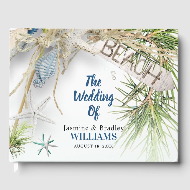 Modern Beach Theme Wedding  Guest Book (Front)