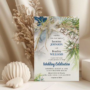 Modern Beach Theme Wedding Invitation