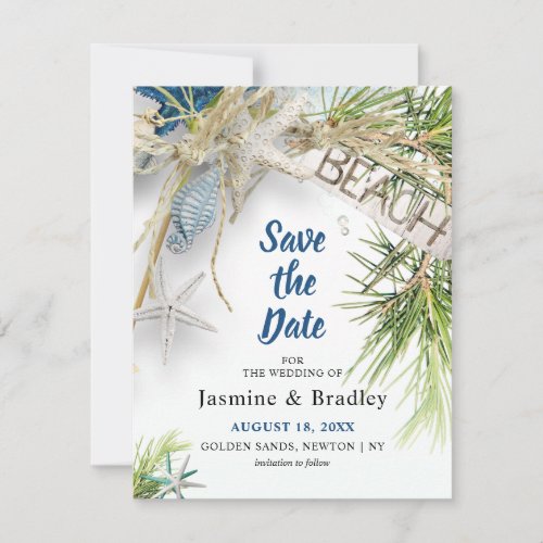 Modern Beach Theme Wedding  Save The Date