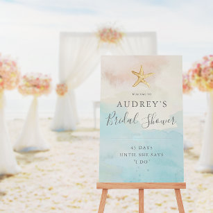 Modern Beach Themed Bridal Shower Welcome Sign