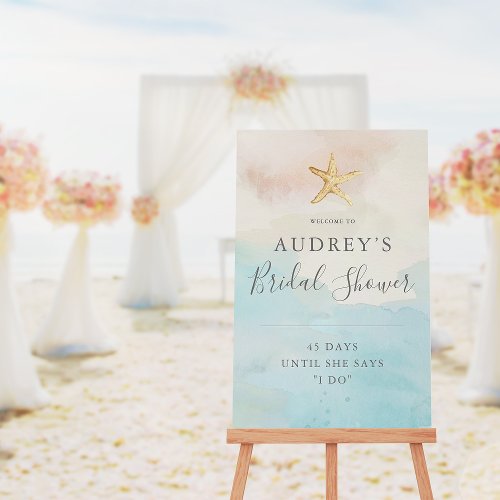 Modern Beach Themed Bridal Shower Welcome Sign