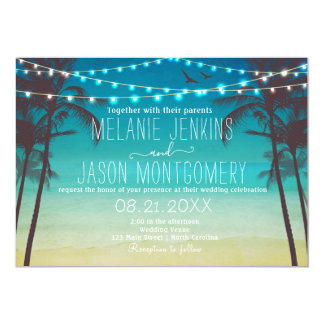 Modern Beach Tropical Palm Tree Wedding Invitation