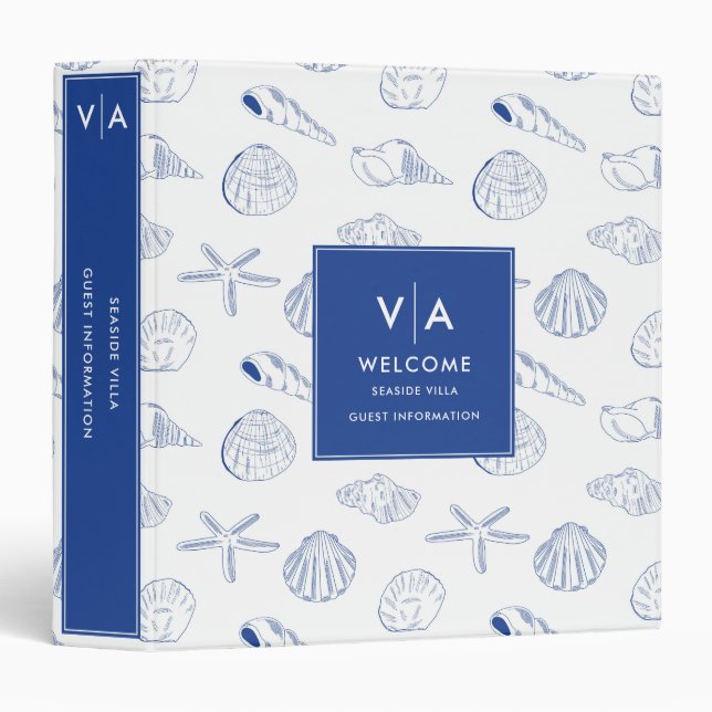 Modern Beach Vacation Rental Guest Information 3 Ring Binder (Front/Spine)