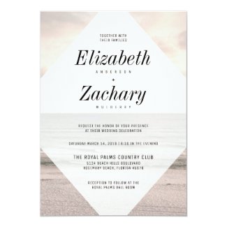 Modern Beach Wedding Diamond Invitation