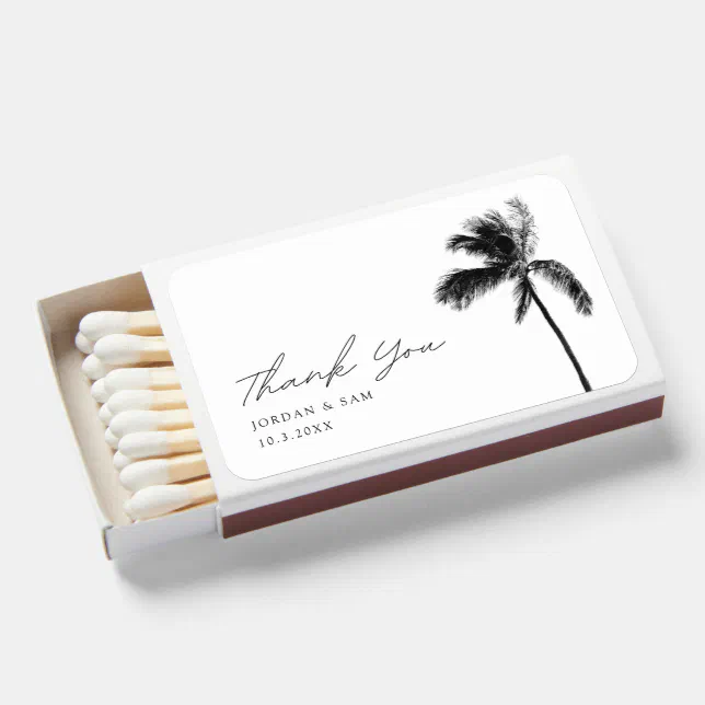 Modern Beach Wedding Favor Palm Tree Matchbox Matchboxes | Zazzle