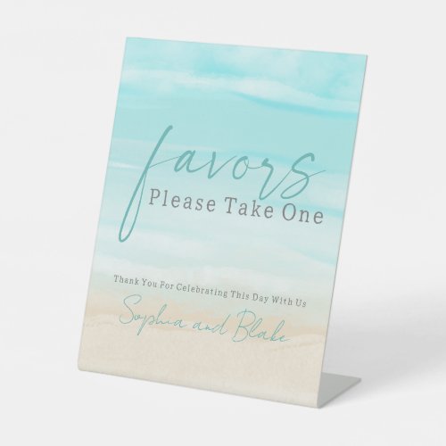 Modern Beach Wedding Favors Pedestal Sign