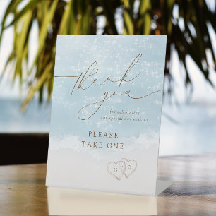 Modern Beach wedding favors please take one Pedestal Sign