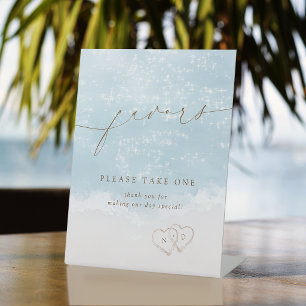 Modern beach wedding favors please take one sign