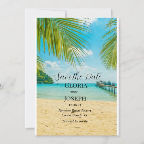 Modern Beach Wedding Flat Save The Date Card