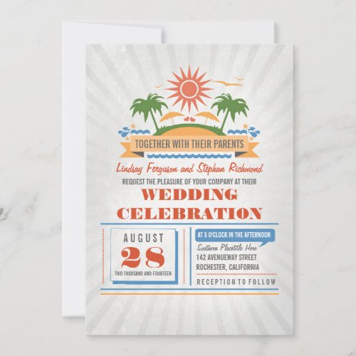 Modern Beach Wedding Invitations 5" X 7" Invitation Card