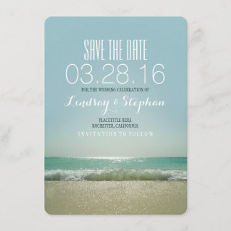 Modern beach wedding save the date cards