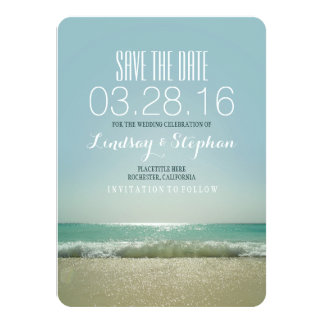 Modern beach wedding save the date cards