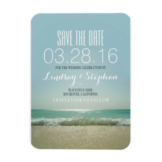 Wedding Save The Date Refrigerator Magnets Zazzle Modern Beach Wedding Save The Date Magnet