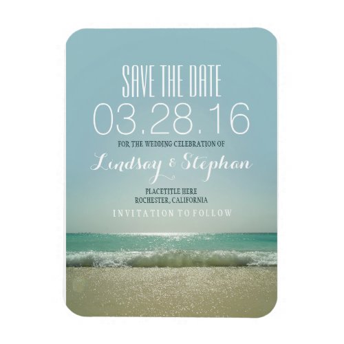 Modern Beach Wedding Save The Date Magnet
