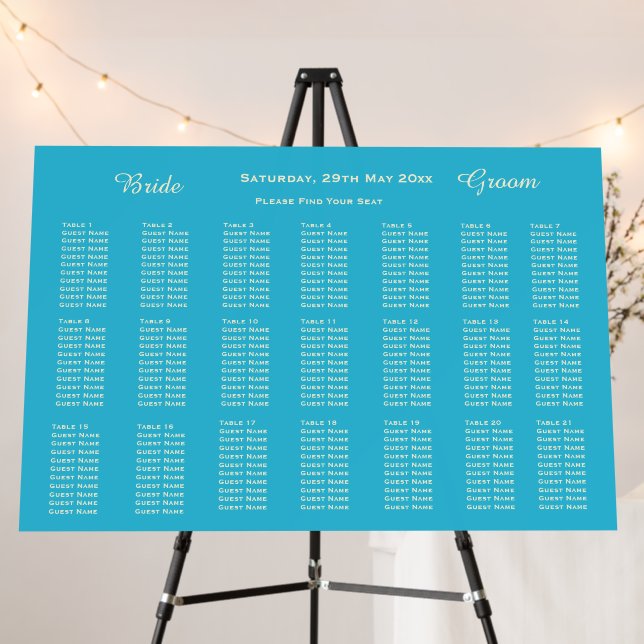 Modern Beach Wedding Seating Chart Foam Board (In Situ (Stand))