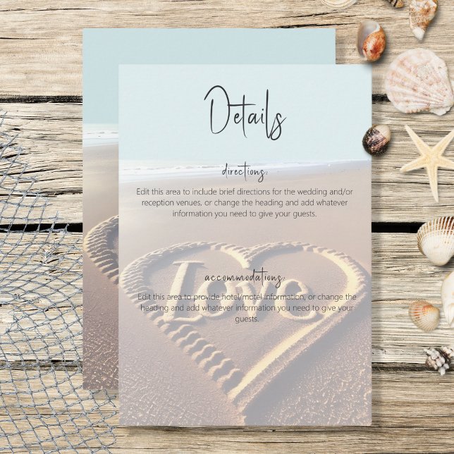 Modern Beach with Heart Vellum Style Details Enclosure Card (Creator Uploaded)