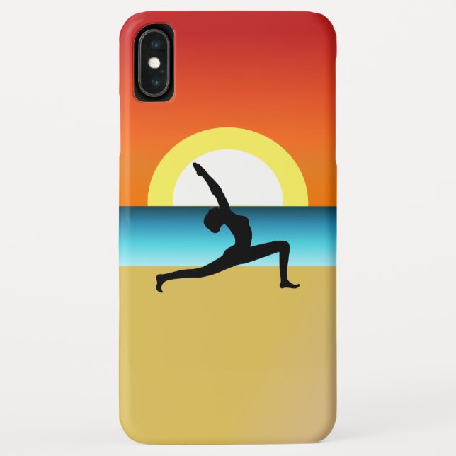 Modern Beach Yoga Warrior Pose Silhouette Asana Case-Mate iPhone Case (Back)