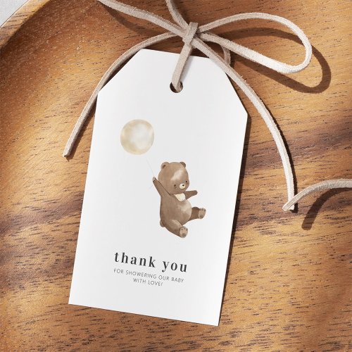 Modern Bear Balloon Baby Shower Thank you Gift Tags