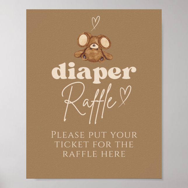 Modern Bearly Wait Baby Shower Diaper Raffle  Poster (Front)