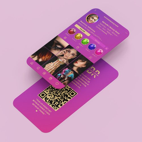 Modern Beautician Aesthetic Pink Gold Instagram Business Card