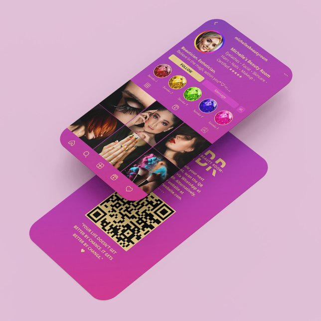 Modern Beautician Aesthetic Pink Gold Instagram Business Card (Creator Uploaded)