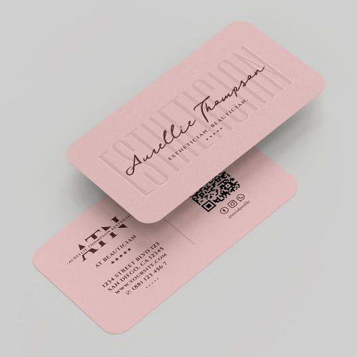 Modern Beautician Esthetician Monogram Pink  Business Card