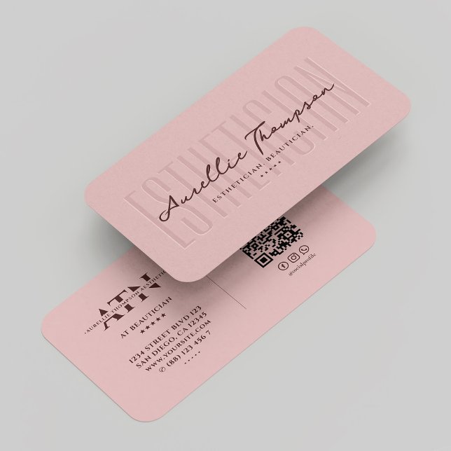 Modern Beautician Esthetician Monogram Pink  Business Card (Modern Beautician Esthetician Monogram Pink Business Card
)