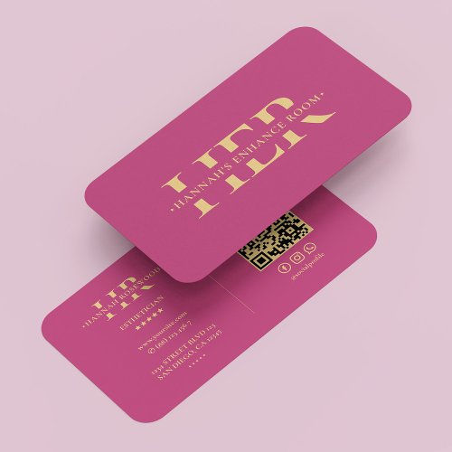 Modern Beautician Monogram Esthetician Pink Business Card