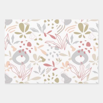 Modern Beautiful Abstract Floral Leaves Minimalist Wrapping Paper Sheets by bestgiftideas at Zazzle