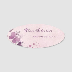 Modern Beautiful Awesome Elegant Purple Butterfly Name Tag