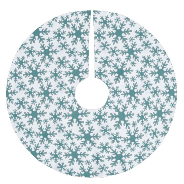 Modern Beautiful Blue Snowflake Pattern Christmas Brushed Polyester Tree Skirt (Front)