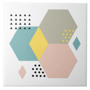 Modern beautiful colorful geometric girly blue ceramic tile