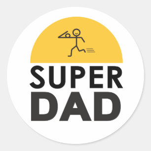 Modern Beautiful Design "SUPER DAD" Classic Round Sticker