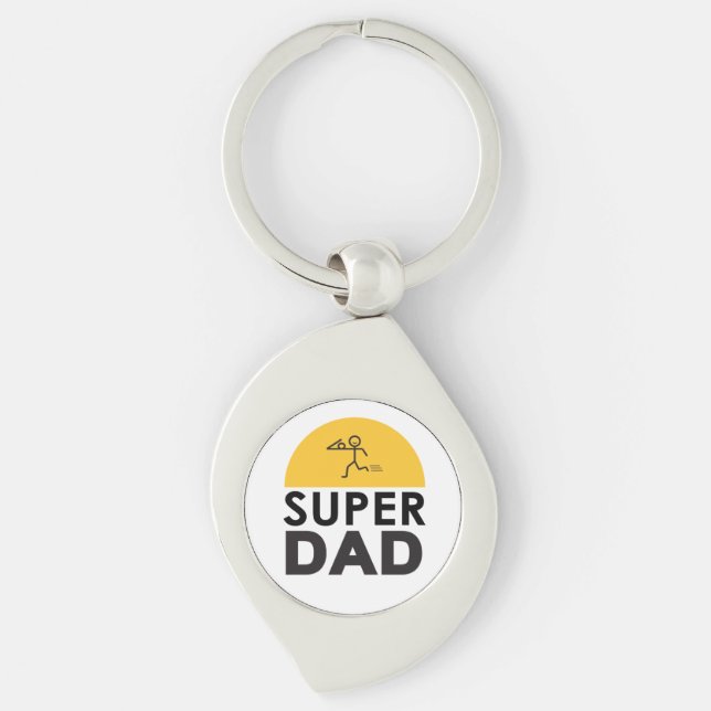 Modern Beautiful Design "SUPER DAD" Keychain (Front)