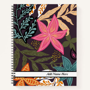 Modern Beautiful Floral Customizable Name Notebook