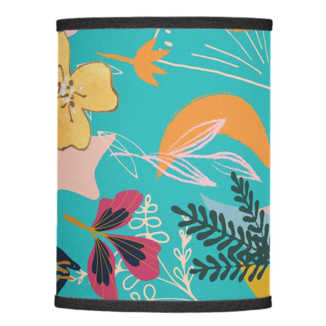 Modern beautiful floral pattern blue pretty lamp shade (Front)