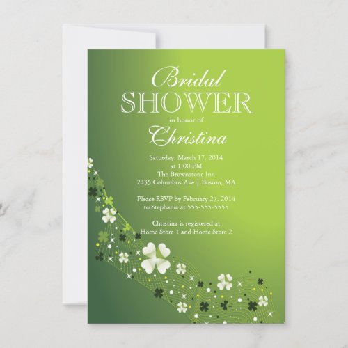 Modern Beautiful Irish Shamrock Bridal Shower Invitation