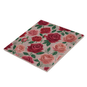 Modern Beautiful Linen Roses Collection Ceramic Tile