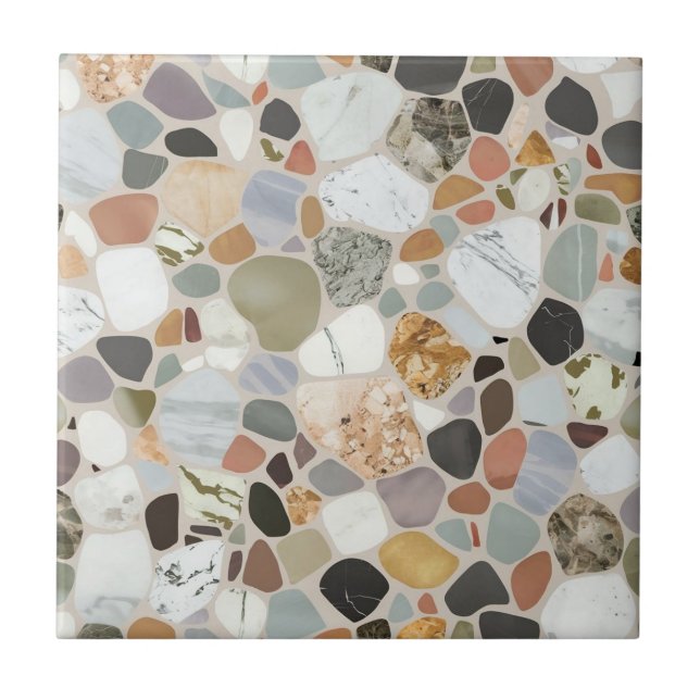 Modern beautiful natural rock terrazzo Pattern Ceramic Tile (Front)