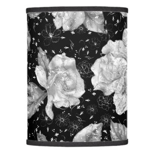 Modern beautiful pattern black and white roses lamp shade
