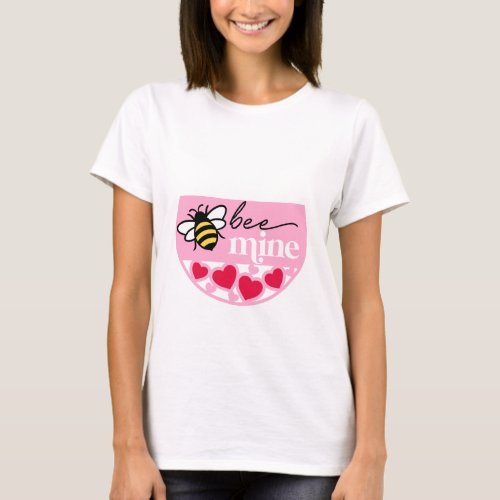 Modern beautiful pink heart with bea be mine T_Shirt