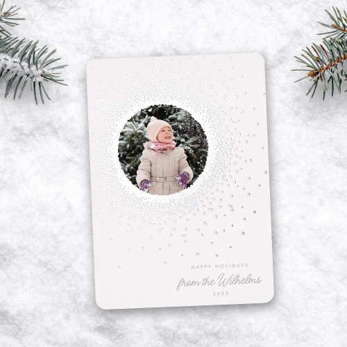 Modern Beautiful Snowy Winter Foil Holiday Card